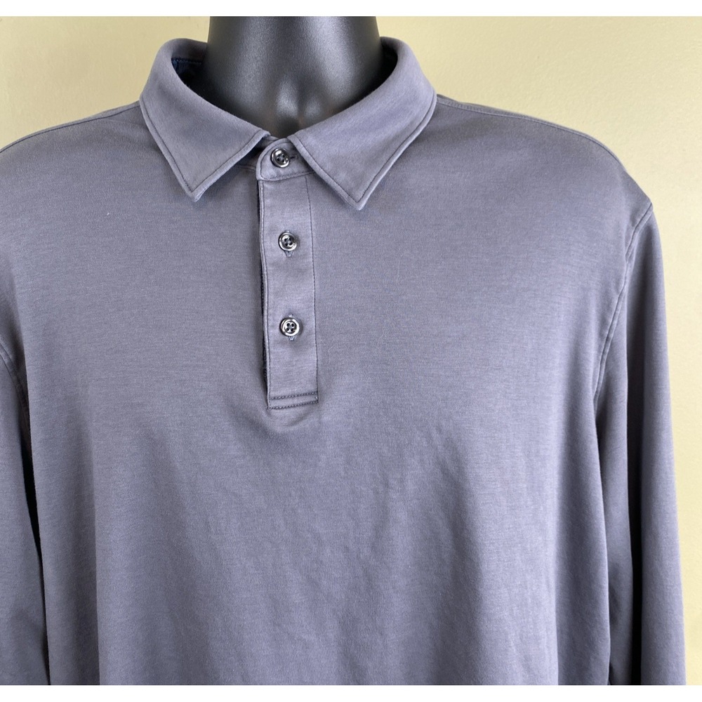 UNTUCKit Damaschino Polo Shirt Mens XL Gray Soft 100% Cotton Long Sleeve Casual